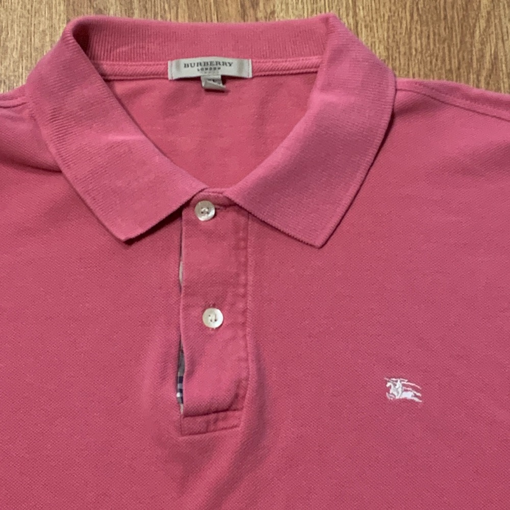 Burberry London polo shirt men’s size XL pink golf pullover stretch